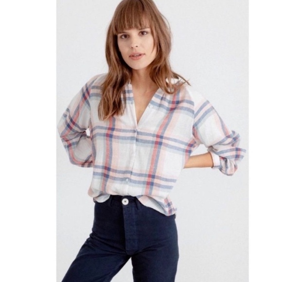 RAILS Natalie Linen Blend Plaid Shirt. - Picture 1 of 8